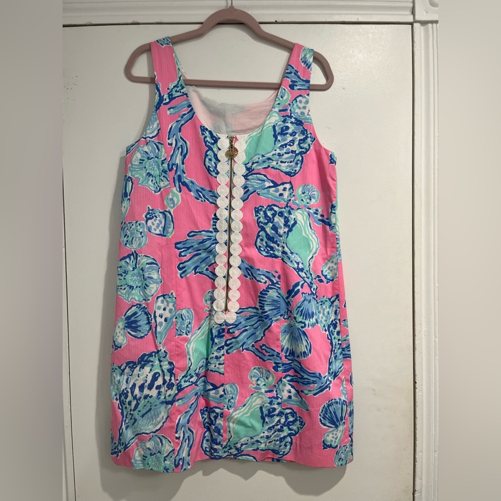 Lilly Pulitzer Sleeveless Pink and Blue Cotton Cathy Dress Sz.‎ 12 - Picture 3 of 10